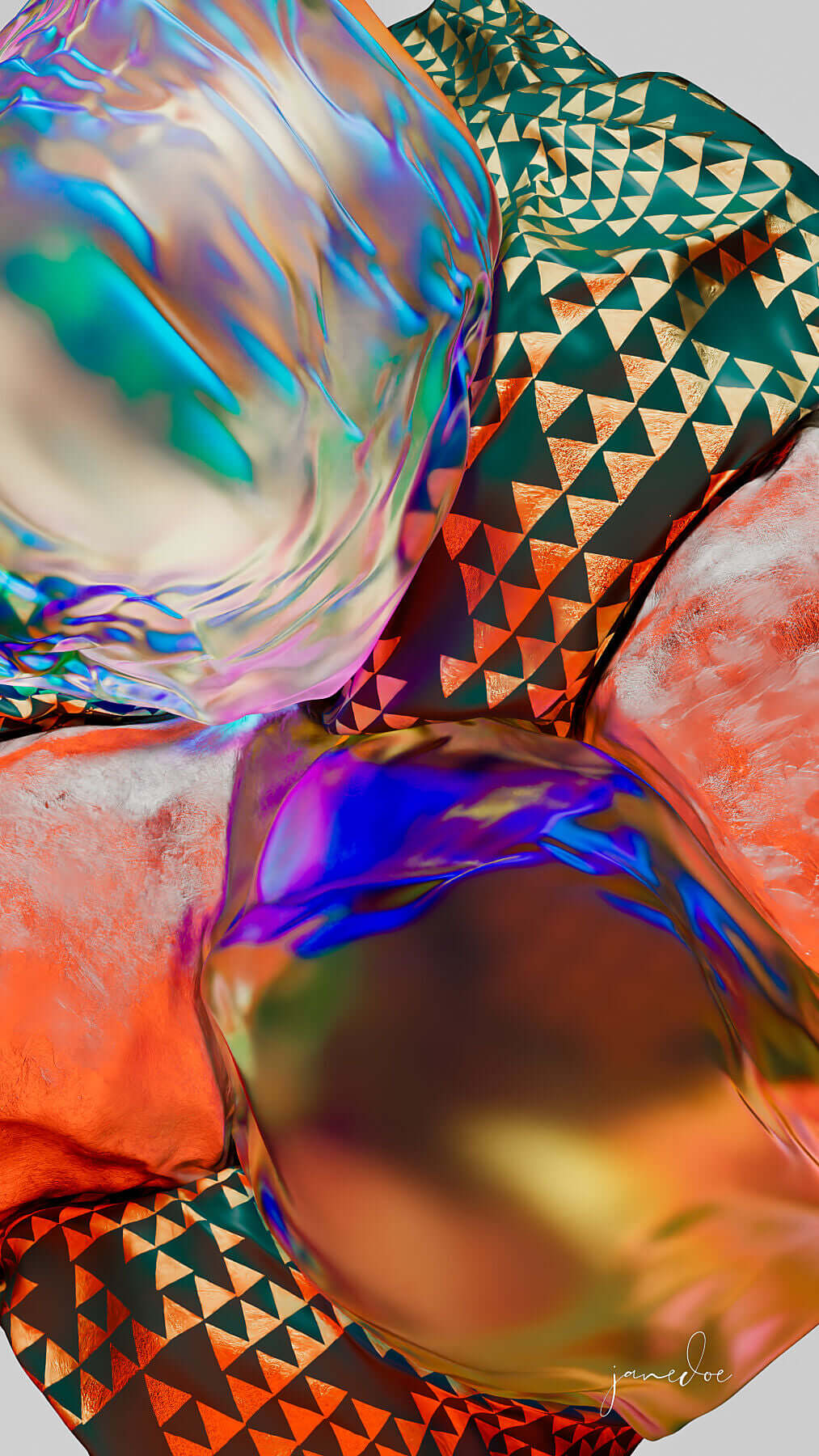 Abstract digital art print with vibrant colors, trippy patterns, and smooth texture on Hahnemühle Photorag paper, modern and big canvas.