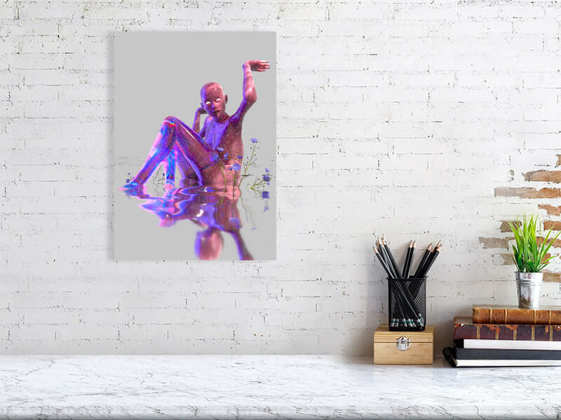 Trippy digital art print on framed canvas featuring modern design with vibrant colors on premium Hahnemühle Photorag 300GSM paper